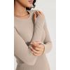 imageODODOS Seamless Long Sleeve Tops with Thumb Hole for Women Crew Neck Ribbed Tee Workout Yoga ShirtsBeige