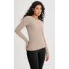 imageODODOS Seamless Long Sleeve Tops with Thumb Hole for Women Crew Neck Ribbed Tee Workout Yoga ShirtsBeige