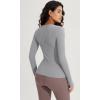 imageODODOS Seamless Long Sleeve Tops with Thumb Hole for Women Crew Neck Ribbed Tee Workout Yoga ShirtsBlackgray