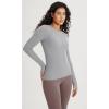 imageODODOS Seamless Long Sleeve Tops with Thumb Hole for Women Crew Neck Ribbed Tee Workout Yoga ShirtsBlackgray
