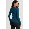 imageODODOS Seamless Long Sleeve Tops with Thumb Hole for Women Crew Neck Ribbed Tee Workout Yoga ShirtsBlackteal