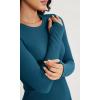 imageODODOS Seamless Long Sleeve Tops with Thumb Hole for Women Crew Neck Ribbed Tee Workout Yoga ShirtsBlackteal