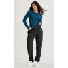 imageODODOS Seamless Long Sleeve Tops with Thumb Hole for Women Crew Neck Ribbed Tee Workout Yoga ShirtsBlackteal