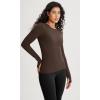 imageODODOS Seamless Long Sleeve Tops with Thumb Hole for Women Crew Neck Ribbed Tee Workout Yoga ShirtsBrunette