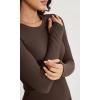 imageODODOS Seamless Long Sleeve Tops with Thumb Hole for Women Crew Neck Ribbed Tee Workout Yoga ShirtsBrunette