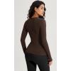 imageODODOS Seamless Long Sleeve Tops with Thumb Hole for Women Crew Neck Ribbed Tee Workout Yoga ShirtsBrunette