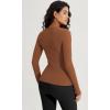 imageODODOS Seamless Long Sleeve Tops with Thumb Hole for Women Crew Neck Ribbed Tee Workout Yoga ShirtsClay