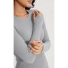 imageODODOS Seamless Long Sleeve Tops with Thumb Hole for Women Crew Neck Ribbed Tee Workout Yoga ShirtsGray