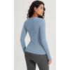 imageODODOS Seamless Long Sleeve Tops with Thumb Hole for Women Crew Neck Ribbed Tee Workout Yoga ShirtsIceberg