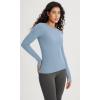 imageODODOS Seamless Long Sleeve Tops with Thumb Hole for Women Crew Neck Ribbed Tee Workout Yoga ShirtsIceberg