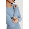 imageODODOS Seamless Long Sleeve Tops with Thumb Hole for Women Crew Neck Ribbed Tee Workout Yoga ShirtsIceberg