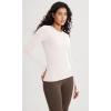 imageODODOS Seamless Long Sleeve Tops with Thumb Hole for Women Crew Neck Ribbed Tee Workout Yoga ShirtsIvory