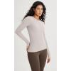 imageODODOS Seamless Long Sleeve Tops with Thumb Hole for Women Crew Neck Ribbed Tee Workout Yoga ShirtsMushroomcharcoal