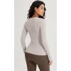 imageODODOS Seamless Long Sleeve Tops with Thumb Hole for Women Crew Neck Ribbed Tee Workout Yoga ShirtsMushroomcharcoal