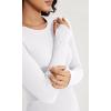 imageODODOS Seamless Long Sleeve Tops with Thumb Hole for Women Crew Neck Ribbed Tee Workout Yoga ShirtsWhiteblack