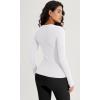 imageODODOS Seamless Long Sleeve Tops with Thumb Hole for Women Crew Neck Ribbed Tee Workout Yoga ShirtsWhiteblack