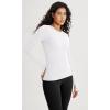 imageODODOS Seamless Long Sleeve Tops with Thumb Hole for Women Crew Neck Ribbed Tee Workout Yoga ShirtsWhiteblack