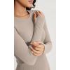 imageODODOS Seamless Long Sleeve Tops with Thumb Hole for Women Crew Neck Ribbed Tee Workout Yoga ShirtsWhitetaupe