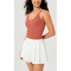 imageODODOS V Neck Seamless Crop Tank for Women Ribbed Knit Soft Cropped Camisole TopsCoral