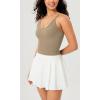 imageODODOS V Neck Seamless Crop Tank for Women Ribbed Knit Soft Cropped Camisole TopsTaupe