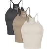imageODODOS Womens Crop 3Pack Herringbone Knit Seamless Soft Camisole Crop Tank TopsCharcoaltaupemushroom