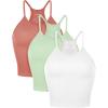 imageODODOS Womens Crop 3Pack Herringbone Knit Seamless Soft Camisole Crop Tank TopsCoralmintwhite