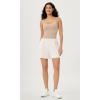 imageODODOS Womens Crop Seamless Double Straps Cropped Tank Tops V Back Ribbed CamisoleBeige