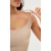 imageODODOS Womens Crop Seamless Double Straps Cropped Tank Tops V Back Ribbed CamisoleBeigecoralteal