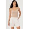 imageODODOS Womens Crop Seamless Double Straps Cropped Tank Tops V Back Ribbed CamisoleBeigecoralteal