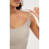 imageODODOS Womens Crop Seamless Double Straps Cropped Tank Tops V Back Ribbed CamisoleBrunetteclaymushroom