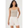 imageODODOS Womens Crop Seamless Double Straps Cropped Tank Tops V Back Ribbed CamisoleBrunetteclaymushroom