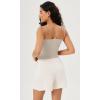 imageODODOS Womens Crop Seamless Double Straps Cropped Tank Tops V Back Ribbed CamisoleBrunetteclaymushroom