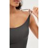 imageODODOS Womens Crop Seamless Double Straps Cropped Tank Tops V Back Ribbed CamisoleCharcoal