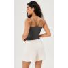 imageODODOS Womens Crop Seamless Double Straps Cropped Tank Tops V Back Ribbed CamisoleCharcoal