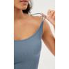 imageODODOS Womens Crop Seamless Double Straps Cropped Tank Tops V Back Ribbed CamisoleIvorydusty Bluesphinx