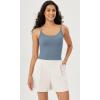 imageODODOS Womens Crop Seamless Double Straps Cropped Tank Tops V Back Ribbed CamisoleIvorydusty Bluesphinx