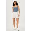 imageODODOS Womens Crop Seamless Double Straps Cropped Tank Tops V Back Ribbed CamisoleIvorydusty Bluesphinx