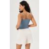 imageODODOS Womens Crop Seamless Double Straps Cropped Tank Tops V Back Ribbed CamisoleIvorydusty Bluesphinx