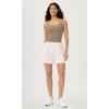 imageODODOS Womens Crop Seamless Double Straps Cropped Tank Tops V Back Ribbed CamisoleTaupe