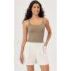 imageODODOS Womens Crop Seamless Double Straps Cropped Tank Tops V Back Ribbed CamisoleTaupe
