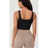 imageODODOS Womens Seamless Square Neck Sports Bra Medium Support Padded Wirefree Cropped Tank TopsBlack