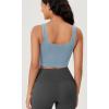 imageODODOS Womens Seamless Square Neck Sports Bra Medium Support Padded Wirefree Cropped Tank TopsIceberg