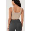 imageODODOS Womens Seamless Square Neck Sports Bra Medium Support Padded Wirefree Cropped Tank TopsOyster White