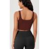 imageODODOS Womens Seamless Square Neck Sports Bra Medium Support Padded Wirefree Cropped Tank TopsRed Pear