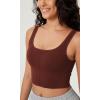 imageODODOS Womens Seamless Square Neck Sports Bra Medium Support Padded Wirefree Cropped Tank TopsRed Pear