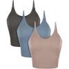 imageODODOS V Neck Seamless Crop Tank for Women Ribbed Knit Soft Cropped Camisole TopsCharcoaldusty Bluebark