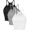 imageODODOS Womens Crop 3Pack Herringbone Knit Seamless Soft Camisole Crop Tank TopsBlackwhitegray