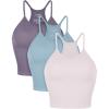 imageODODOS Womens Crop 3Pack Herringbone Knit Seamless Soft Camisole Crop Tank TopsVioleticebergpink Lace