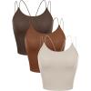 imageODODOS Womens Crop Seamless Double Straps Cropped Tank Tops V Back Ribbed CamisoleBrunetteclaymushroom