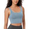 imageODODOS Womens Seamless Square Neck Sports Bra Medium Support Padded Wirefree Cropped Tank TopsIceberg